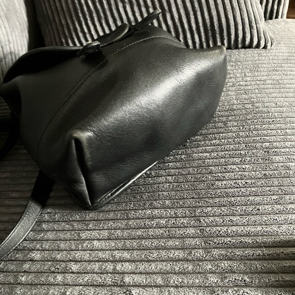 VINTAGE COACH BLACK LEATHER DAYPACK 9960 TURNLOCK DRAWSTRING - Picture 5 of 10